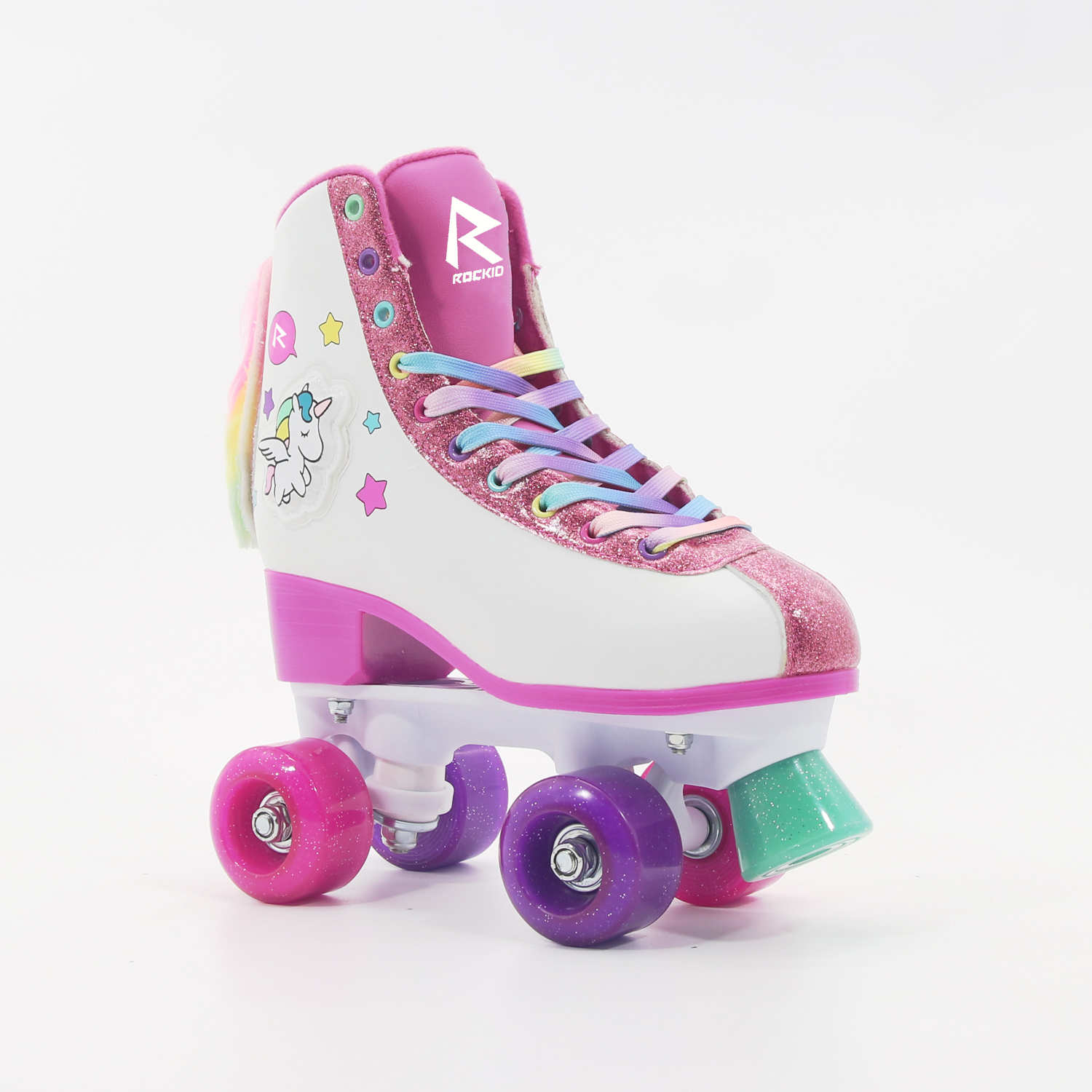 Neuer Flash Semi Soft Glitter Material Quad Roller Skate für Kinder