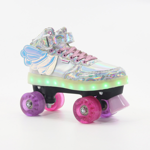 Halbweiche Lasermaterial LED Quad Roller Skate für Kinder